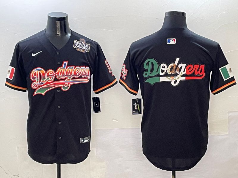 Men Los Angeles Dodgers Blank Black rainbow Nike 2025 MLB Jersey style 9->los angeles dodgers->MLB Jersey